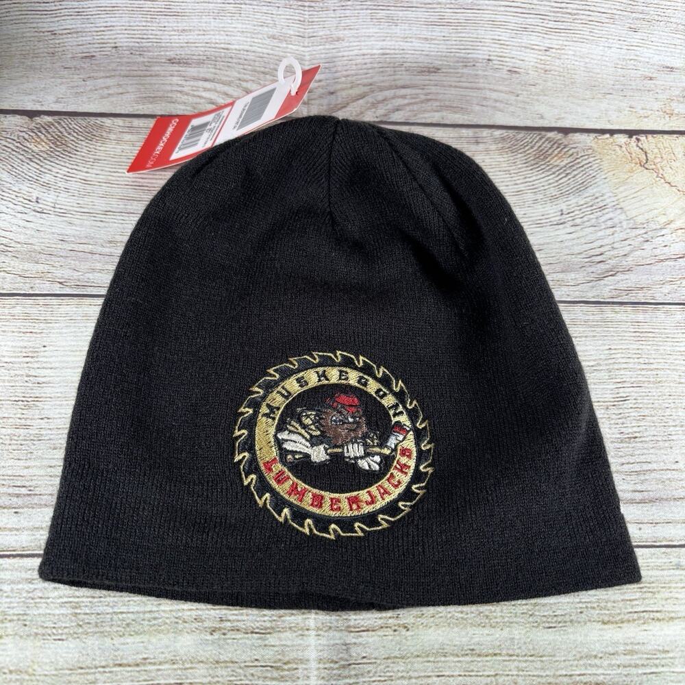 Muskegon Lumberjacks Adult Beanie Snow Cap Hat USHL Michigan Black CCM